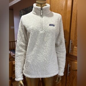 Patagonia Cream Teddy Fleece Quarter-Zip Jacket